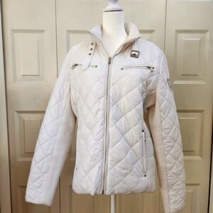 White Lauren Ralph Lauren light puff packable winter jacket, size L
